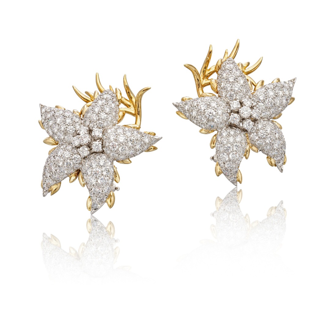 Jean Schlumberger for Tiffany & Co. star flower ear clips earrings
