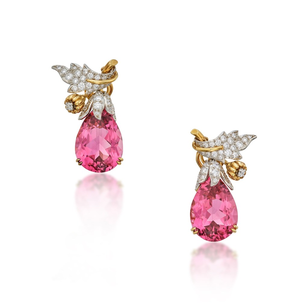 Jean Schlumberger for Tiffany & Co. potager pink tourmaline ear clips earrings