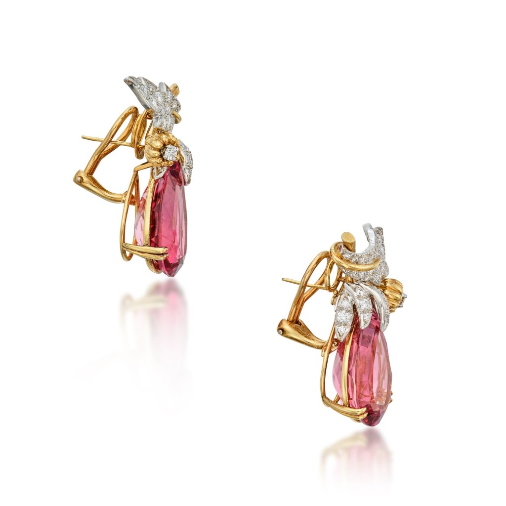 Jean Schlumberger for Tiffany & Co. potager pink tourmaline ear clips earrings